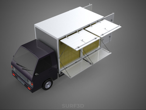 DELIVERY BOX TRUCK PICKUP LOADED BOXES CARGO FREIGHT CUBE VAN 3D Модель