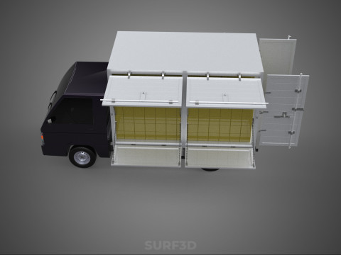 DELIVERY BOX TRUCK PICKUP LOADED BOXES CARGO FREIGHT CUBE VAN 3D Модель