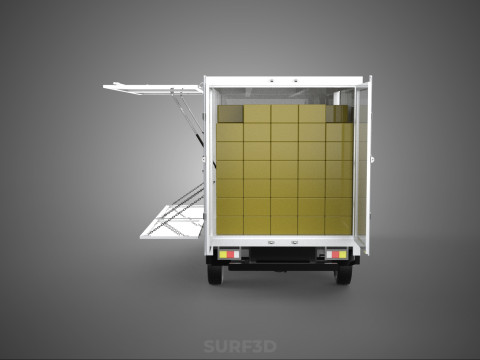 DELIVERY BOX TRUCK PICKUP LOADED BOXES CARGO FREIGHT CUBE VAN 3D Модель