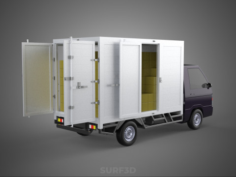 DELIVERY BOX TRUCK PICKUP LOADED BOXES CARGO FREIGHT CUBE VAN 3D Модель