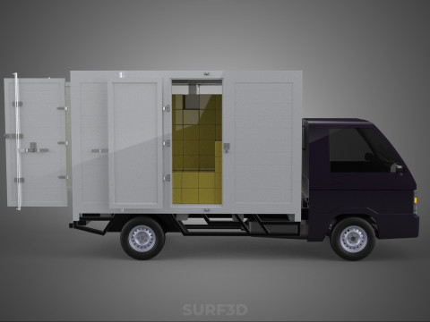 DELIVERY BOX TRUCK PICKUP LOADED BOXES CARGO FREIGHT CUBE VAN 3D Модель