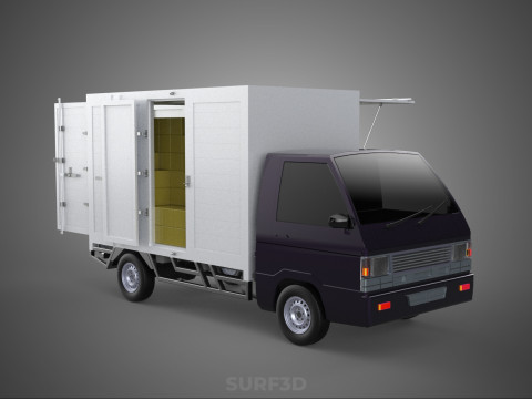 DELIVERY BOX TRUCK PICKUP LOADED BOXES CARGO FREIGHT CUBE VAN 3D Модель