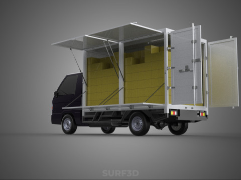 DELIVERY BOX TRUCK PICKUP LOADED BOXES CARGO FREIGHT CUBE VAN 3D Модель