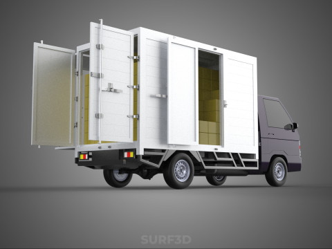 DELIVERY BOX TRUCK PICKUP LOADED BOXES CARGO FREIGHT CUBE VAN 3D Модель