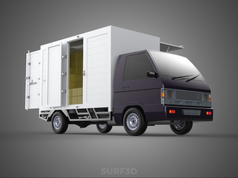 DELIVERY BOX TRUCK PICKUP LOADED BOXES CARGO FREIGHT CUBE VAN 3D Модель