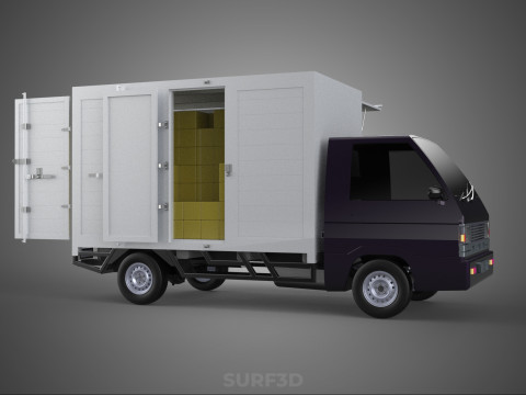 DELIVERY BOX TRUCK PICKUP LOADED BOXES CARGO FREIGHT CUBE VAN 3D Модель