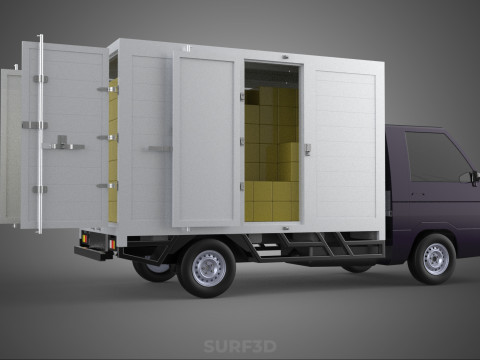 DELIVERY BOX TRUCK PICKUP LOADED BOXES CARGO FREIGHT CUBE VAN 3D Модель