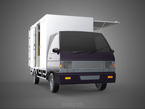 DELIVERY BOX TRUCK PICKUP LOADED BOXES CARGO FREIGHT CUBE VAN 3D Модель