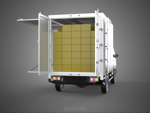 DELIVERY BOX TRUCK PICKUP LOADED BOXES CARGO FREIGHT CUBE VAN 3D Модель