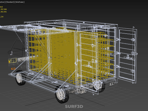 DELIVERY BOX TRUCK PICKUP LOADED BOXES CARGO FREIGHT CUBE VAN 3D Модель