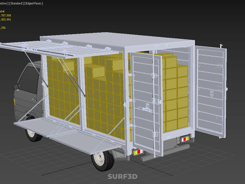 DELIVERY BOX TRUCK PICKUP LOADED BOXES CARGO FREIGHT CUBE VAN 3D Модель