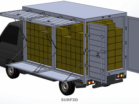 DELIVERY BOX TRUCK PICKUP LOADED BOXES CARGO FREIGHT CUBE VAN 3D Модель