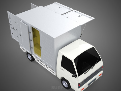 UTE BOX TRUCK PICKUP CARGO FREIGHT CUBE VAN 3 WAY WIDE DECK CAR 3D मॉडल