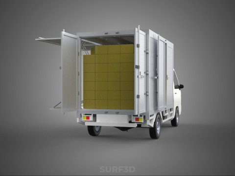 UTE BOX TRUCK PICKUP CARGO FREIGHT CUBE VAN 3 WAY WIDE DECK CAR 3D मॉडल