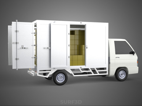 UTE BOX TRUCK PICKUP CARGO FREIGHT CUBE VAN 3 WAY WIDE DECK CAR 3D मॉडल