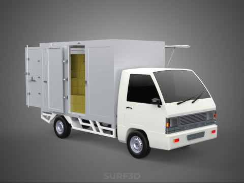UTE BOX TRUCK PICKUP CARGO FREIGHT CUBE VAN 3 WAY WIDE DECK CAR 3D मॉडल