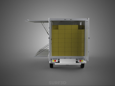 UTE BOX TRUCK PICKUP CARGO FREIGHT CUBE VAN 3 WAY WIDE DECK CAR 3D मॉडल
