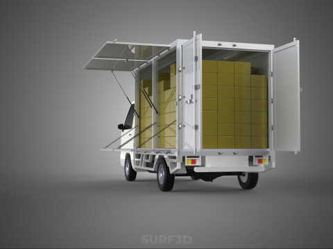 UTE BOX TRUCK PICKUP CARGO FREIGHT CUBE VAN 3 WAY WIDE DECK CAR 3D मॉडल