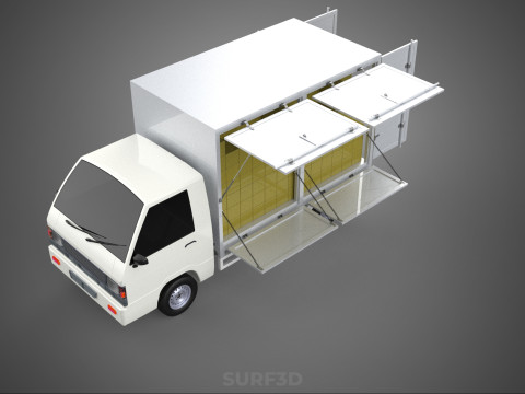 UTE BOX TRUCK PICKUP CARGO FREIGHT CUBE VAN 3 WAY WIDE DECK CAR 3D मॉडल