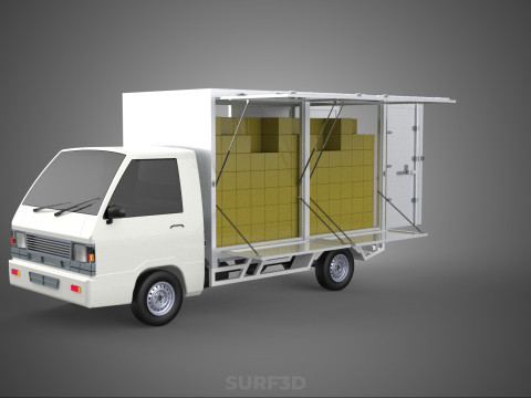 UTE BOX TRUCK PICKUP CARGO FREIGHT CUBE VAN 3 WAY WIDE DECK CAR 3D मॉडल