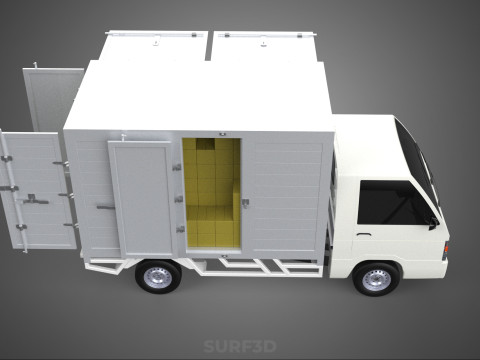 UTE BOX TRUCK PICKUP CARGO FREIGHT CUBE VAN 3 WAY WIDE DECK CAR 3D मॉडल