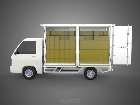 UTE BOX TRUCK PICKUP CARGO FREIGHT CUBE VAN 3 WAY WIDE DECK CAR 3D मॉडल