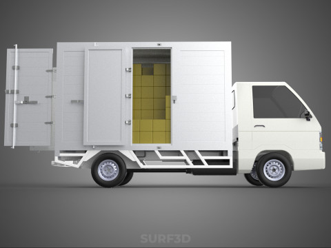 UTE BOX TRUCK PICKUP CARGO FREIGHT CUBE VAN 3 WAY WIDE DECK CAR 3D मॉडल
