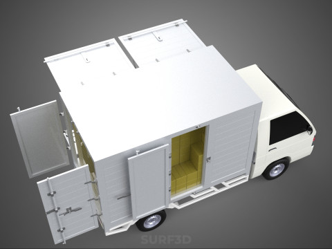 UTE BOX TRUCK PICKUP CARGO FREIGHT CUBE VAN 3 WAY WIDE DECK CAR 3D मॉडल
