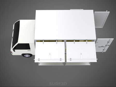 UTE BOX TRUCK PICKUP CARGO FREIGHT CUBE VAN 3 WAY WIDE DECK CAR 3D मॉडल