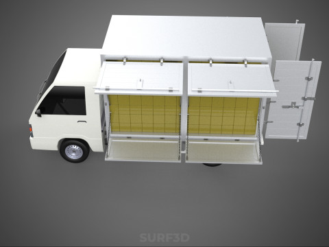 UTE BOX TRUCK PICKUP CARGO FREIGHT CUBE VAN 3 WAY WIDE DECK CAR 3D मॉडल
