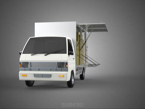 UTE BOX TRUCK PICKUP CARGO FREIGHT CUBE VAN 3 WAY WIDE DECK CAR 3D मॉडल