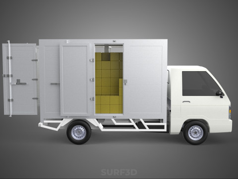 UTE BOX TRUCK PICKUP CARGO FREIGHT CUBE VAN 3 WAY WIDE DECK CAR 3D मॉडल