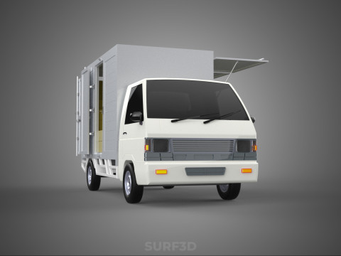 UTE BOX TRUCK PICKUP CARGO FREIGHT CUBE VAN 3 WAY WIDE DECK CAR 3D मॉडल