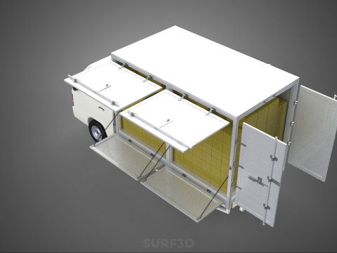 UTE BOX TRUCK PICKUP CARGO FREIGHT CUBE VAN 3 WAY WIDE DECK CAR 3D मॉडल