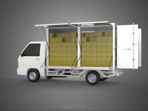 UTE BOX TRUCK PICKUP CARGO FREIGHT CUBE VAN 3 WAY WIDE DECK CAR 3D मॉडल