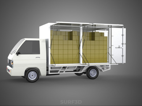 UTE BOX TRUCK PICKUP CARGO FREIGHT CUBE VAN 3 WAY WIDE DECK CAR 3D मॉडल