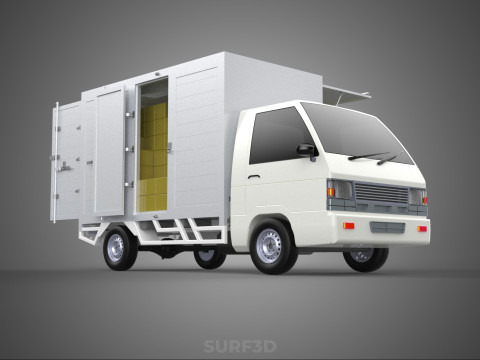 UTE BOX TRUCK PICKUP CARGO FREIGHT CUBE VAN 3 WAY WIDE DECK CAR 3D मॉडल
