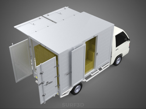 UTE BOX TRUCK PICKUP CARGO FREIGHT CUBE VAN 3 WAY WIDE DECK CAR 3D मॉडल
