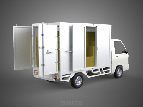 UTE BOX TRUCK PICKUP CARGO FREIGHT CUBE VAN 3 WAY WIDE DECK CAR 3D मॉडल