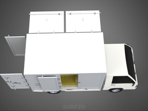 UTE BOX TRUCK PICKUP CARGO FREIGHT CUBE VAN 3 WAY WIDE DECK CAR 3D मॉडल