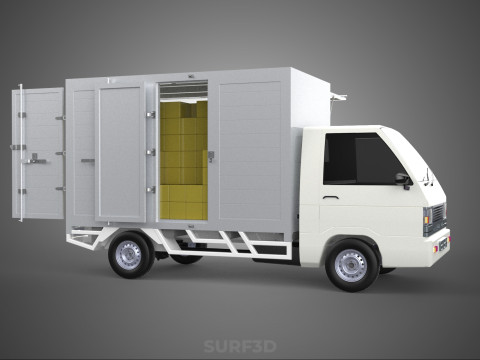 UTE BOX TRUCK PICKUP CARGO FREIGHT CUBE VAN 3 WAY WIDE DECK CAR 3D मॉडल