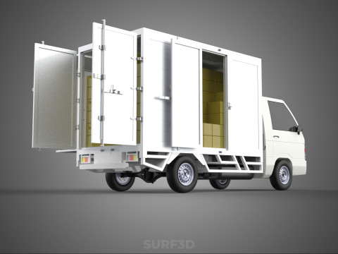 UTE BOX TRUCK PICKUP CARGO FREIGHT CUBE VAN 3 WAY WIDE DECK CAR 3D मॉडल
