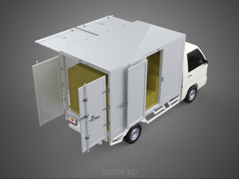 UTE BOX TRUCK PICKUP CARGO FREIGHT CUBE VAN 3 WAY WIDE DECK CAR 3D Model