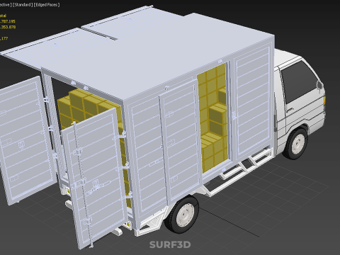 UTE BOX TRUCK PICKUP CARGO FREIGHT CUBE VAN 3 WAY WIDE DECK CAR 3D मॉडल