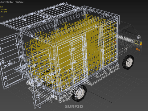 UTE BOX TRUCK PICKUP CARGO FREIGHT CUBE VAN 3 WAY WIDE DECK CAR 3D मॉडल