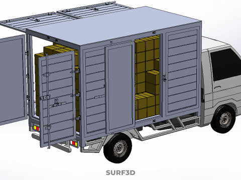 UTE BOX TRUCK PICKUP CARGO FREIGHT CUBE VAN 3 WAY WIDE DECK CAR 3D मॉडल