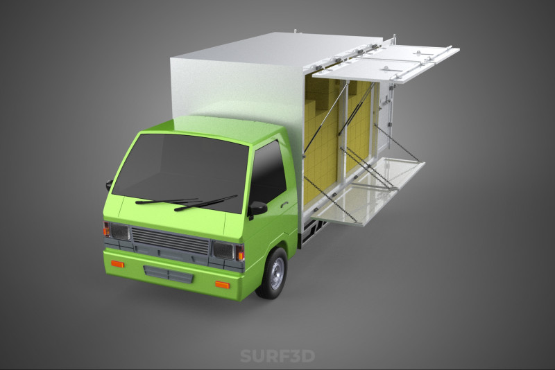 DROP SIDE PANEL DELIVERY BOX TRUCK PICKUP CARGO FREIGHT CUBE VAN Modèle 3D .c4d .max .obj .3ds .fbx .stl .blend