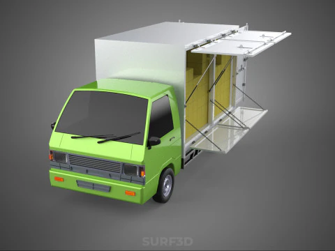 DROP SIDE PANEL DELIVERY BOX TRUCK PICKUP CARGO FREIGHT CUBE VAN 3D Model