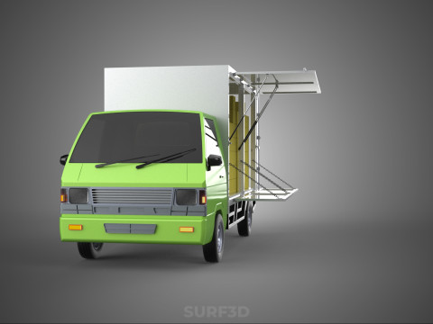 DROP SIDE PANEL DELIVERY BOX TRUCK PICKUP CARGO FREIGHT CUBE VAN Modèle 3D