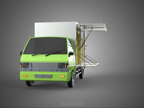 DROP SIDE PANEL DELIVERY BOX TRUCK PICKUP CARGO FREIGHT CUBE VAN 3D Model
